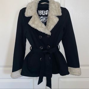 Black Jacket with Faux Fur Accents
